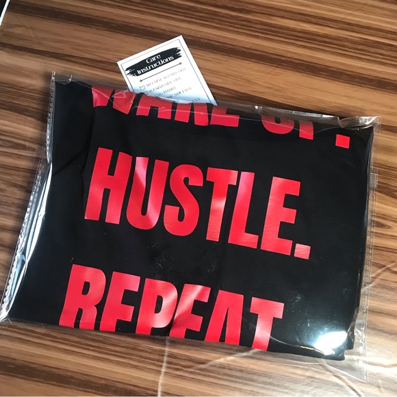 Mens t-shirt | Wake up. Hustle. Repeat. | red and black | new never worn - Picture 2 of 2